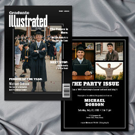 Tidskrift Fyra Foto Svart Examenfest Inbjudningar