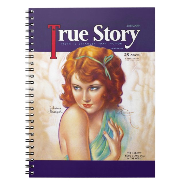 Tidskriften för den vintageBarbara Stanwyck täcker Anteckningsbok (Framsidan)