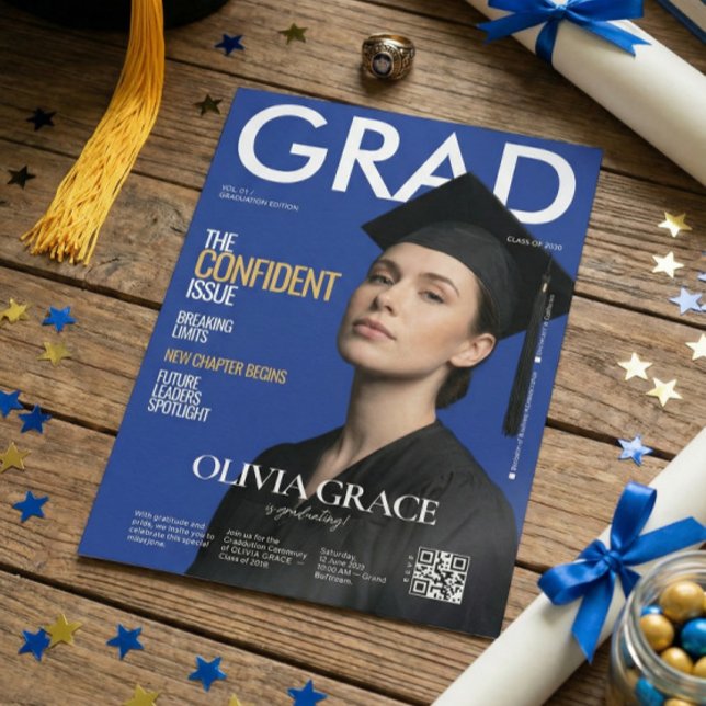 Tidskriftens omslagsstil Modern fotograduation Inbjudningar (Skapare uppladdad)