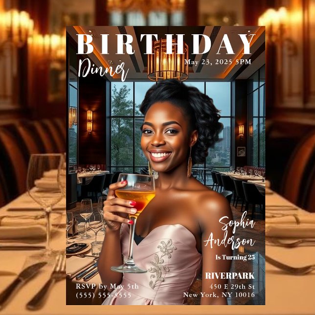 Tidskriftsskydd, födelsedag inbjudningar (Magazine Cover Birthday Dinner Invitation)