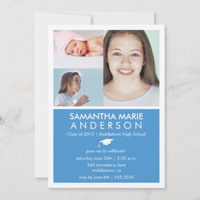 Tidslinje 3 Inbjudan till Photo Studenten - blå (Framsida)