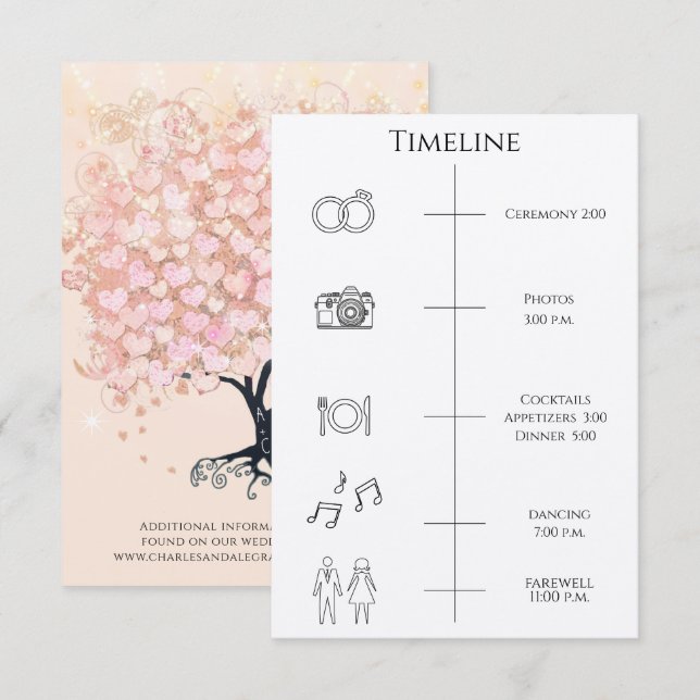 Tidslinje för händelseförlopp Hjärtbladsträd Inclo Inbjudningar (Fram/baksida)