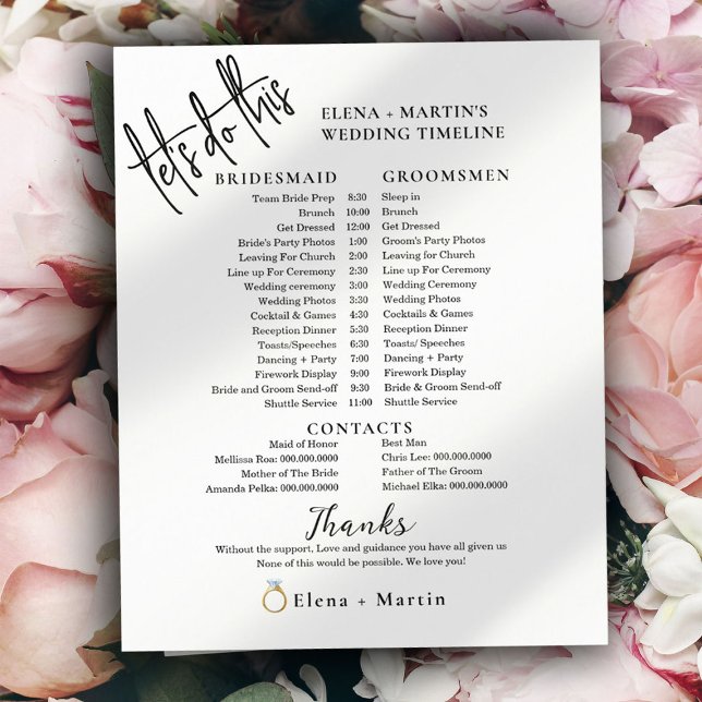 Tidslinje för minimal Bröllopsdag för textskript (Skapare uppladdad)