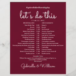 Tidslinje för tidsplanen Burgundy Modern Bröllop