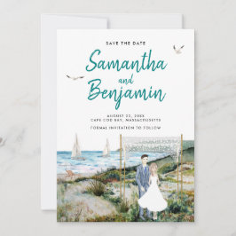 Tidslinje för vattenfärg, Bröllop spara datum, med Meddelande