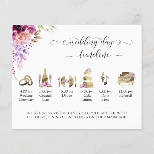 Tidslinje och program för lila och våld i Bröllop (Framsida)