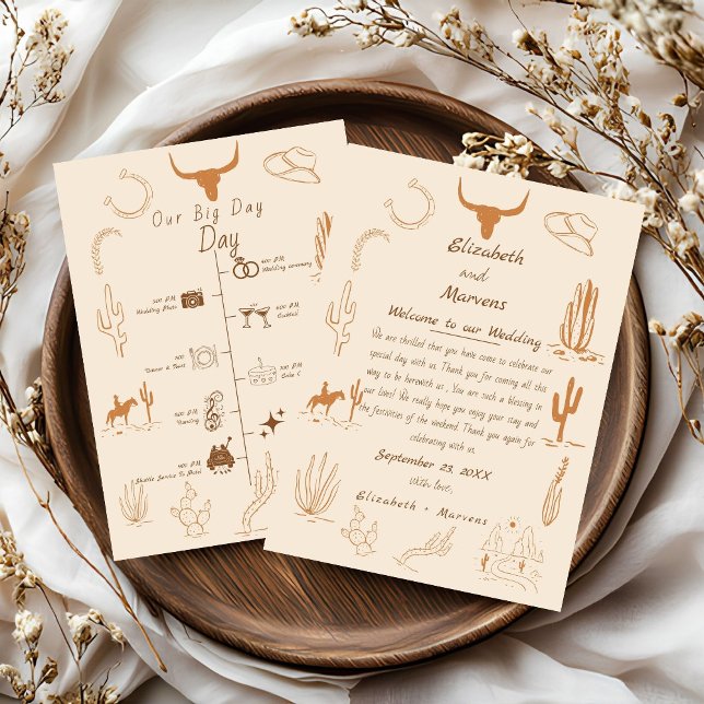 Tidslinjen Boho Western Cowboy Illustration Events Program (Skapare uppladdad)