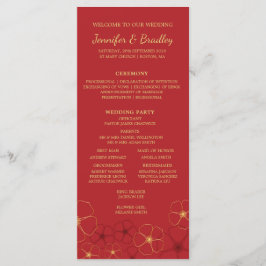 Tidslinjen Red Guld Cherry Blommar Bröllop Program