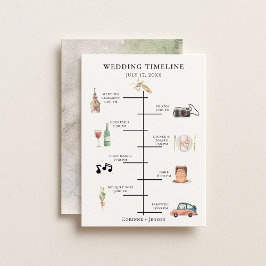 Tidslinjen Rustik Watercolor Bröllop Program
