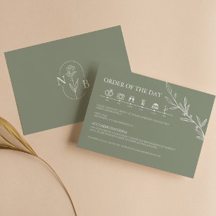 Tidslinjen Sage Grönt Minimalist Boho Bröllop Tilläggskort