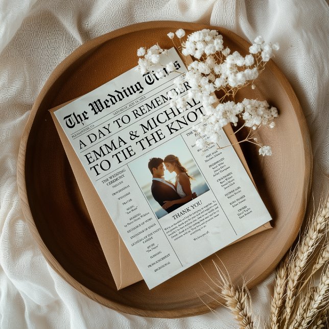 Tidslinjens moderna nyhetsprogram Bröllop Reklamblad (Skapare uppladdad)