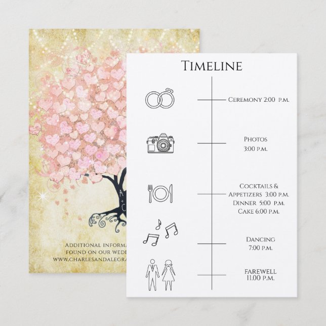 Tidslinjeordning för evenemangshöljet Heart Löv Tr Inbjudningar (Fram/baksida)