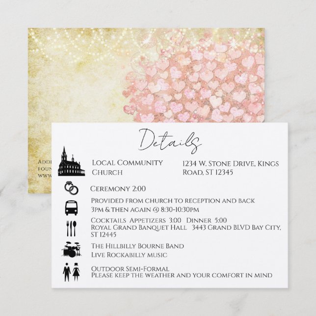 Tidslinjeordning för evenemangshöljet Heart Löv Tr Inbjudningar (Fram/baksida)