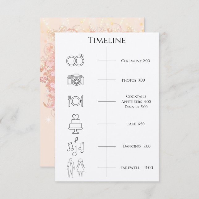 Tidslinjeordning för evenemangsprogrammet Heart Lö Inbjudningar (Fram/baksida)