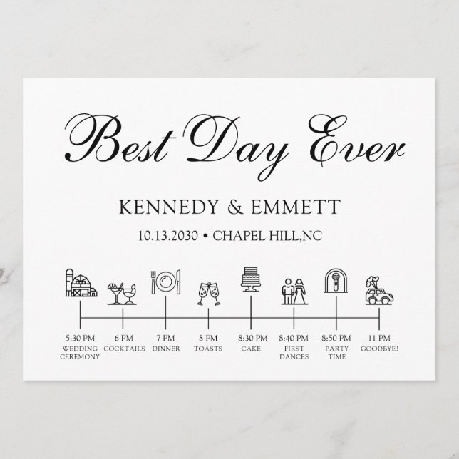 Tidslinjeprogram för Barn-Bröllopsdag Program (Framsida)