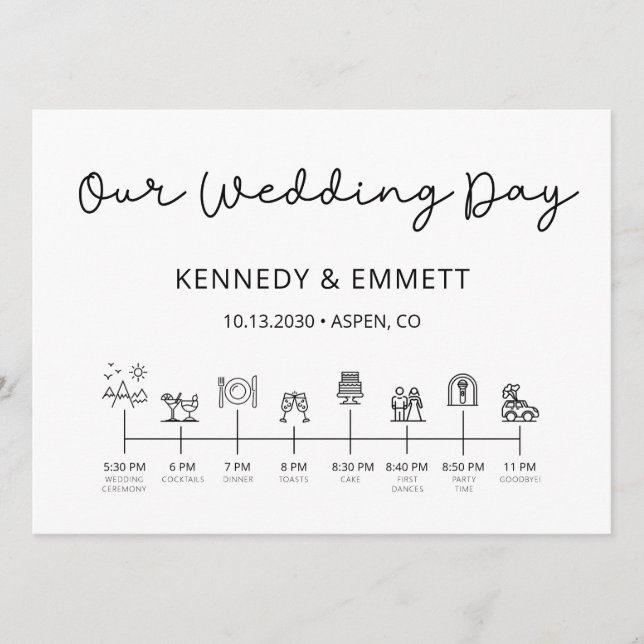 Tidslinjeprogram för bergsberg-Bröllopsdag Program (Framsida)