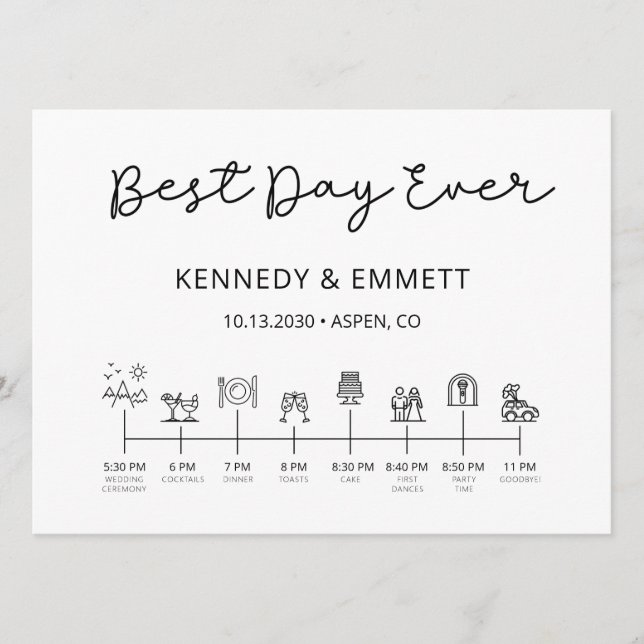 Tidslinjeprogram för bergsberg-Bröllopsdag Program (Framsida)