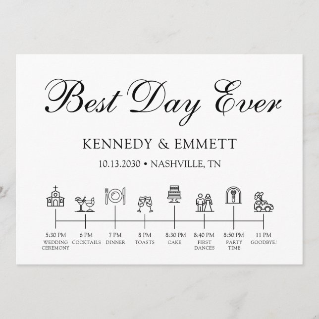 Tidslinjeprogram för kyrkans Bröllopsdag Program (Framsida)