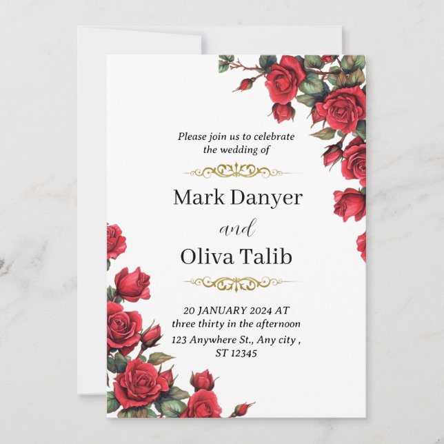 Tidslös bröllopsinbjudan | Elegant bröllop Inbjudningar (Framsida)