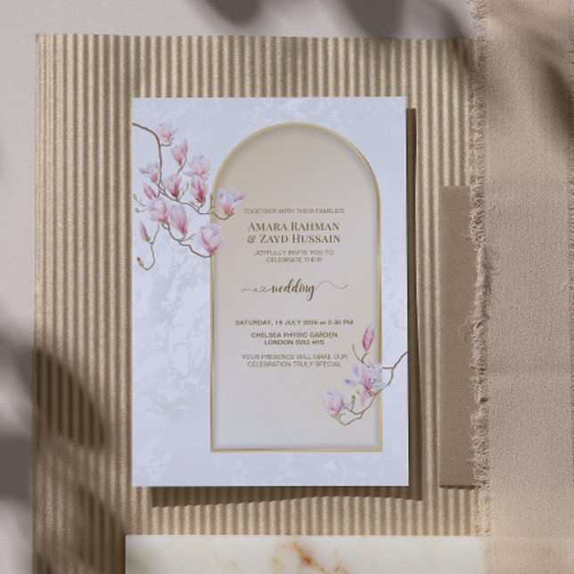 Tidslös inbjudan till Magnolia-bröllop | Vattenfär (Skapare uppladdad)