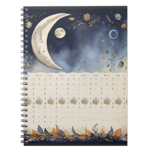 Tidslös Måne-fasatlas - Retro Astronomy Calend Anteckningsbok