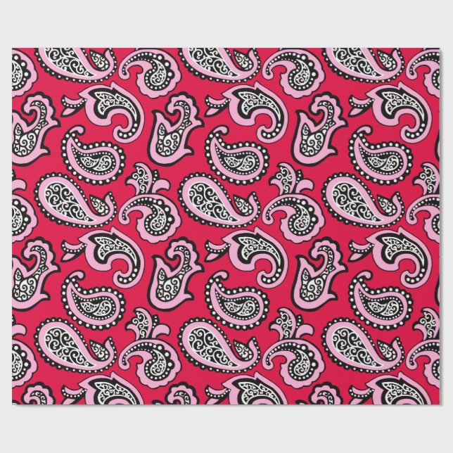 Tidslös paisley på röd bakgrund presentpapper (Platt)