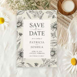 Tidslös svart och vit Wildblomma Spara datumet