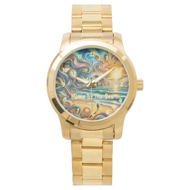 Tidslösa reflektioner: Surreal kustlandning Armbandsur (Framsida)