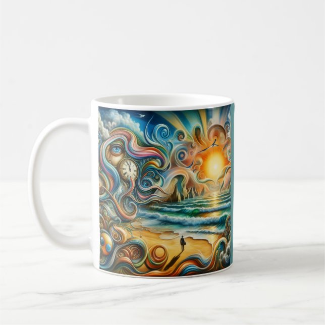 Tidslösa reflektioner: Surreal kustlandning Kaffemugg (Vänster)