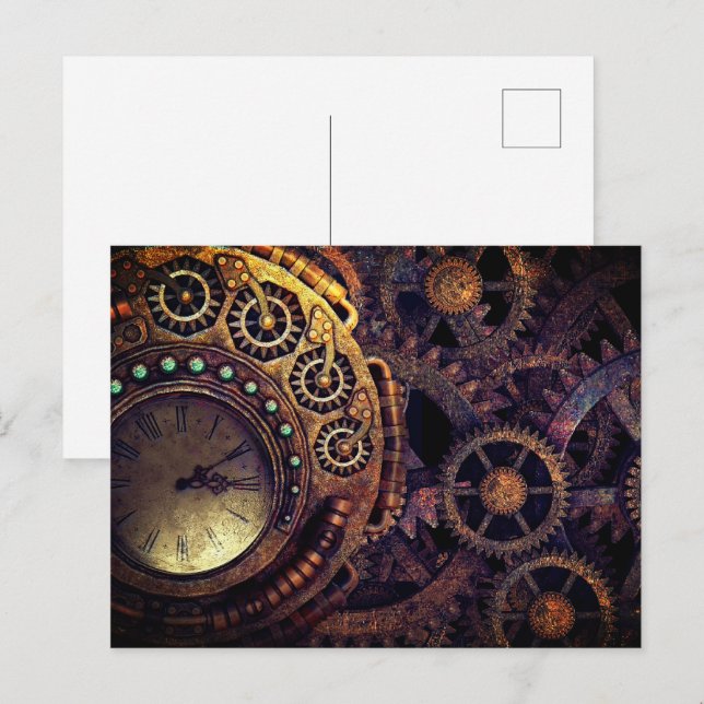 Tidsluckor för Steampunk Vykort (Fram/baksida)