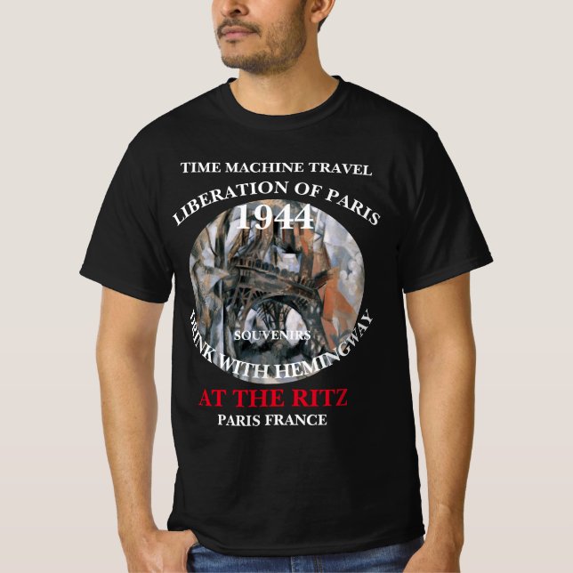 TIDSMASKIN RESOR FRIGÖRANDET AV PARIS DRINK T SHIRT (Framsida)