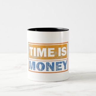 Tidsmotivationskaffemugg med texten Tid är pengar Två-Tonad Mugg