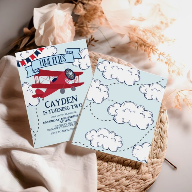 Tidsplan Flygplanets födelsedagsinbjudan Inbjudningar (Skapare uppladdad)