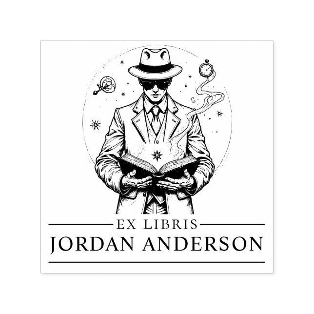 Tidsresenärsassistent Bok Frimärke Självfärgande Stämpel (Design)