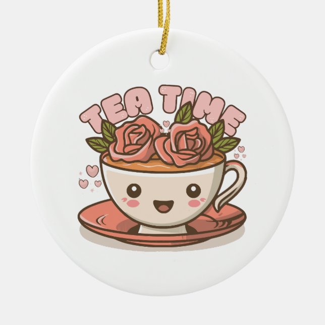 Tidsros Te Kawaii Julgransprydnad Keramik (Framsidan)