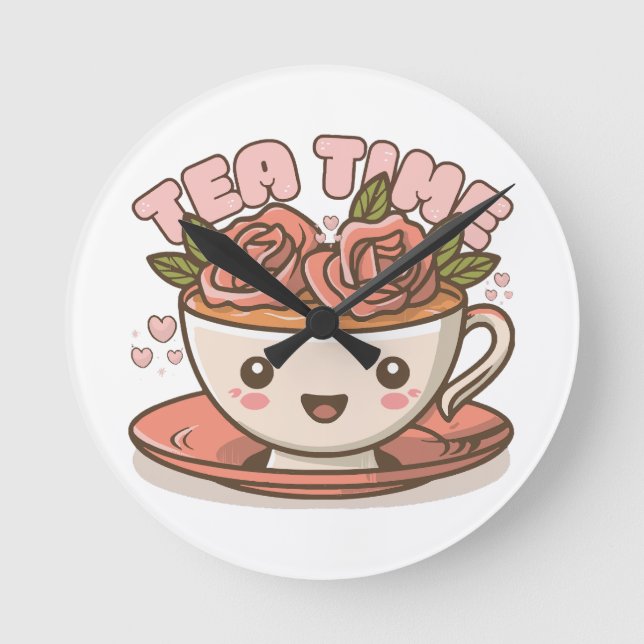 Tidsros Te Kawaii Rund Klocka (Framsida)