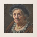 Tidsslöja Sjal<br><div class="desc">Tidsslöja är en svartvit porträtt i vintage-stil av en äldre kvinnlig visdom,  nåd och återhämtningsförmåga genom tidlösa skuggor och detaljer.</div>