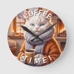 Tidsspärr för kattkaffe rund klocka