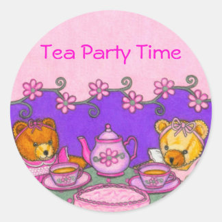 Tidsstämplar för Tea Party ~ Anpassa meddelande Runt Klistermärke