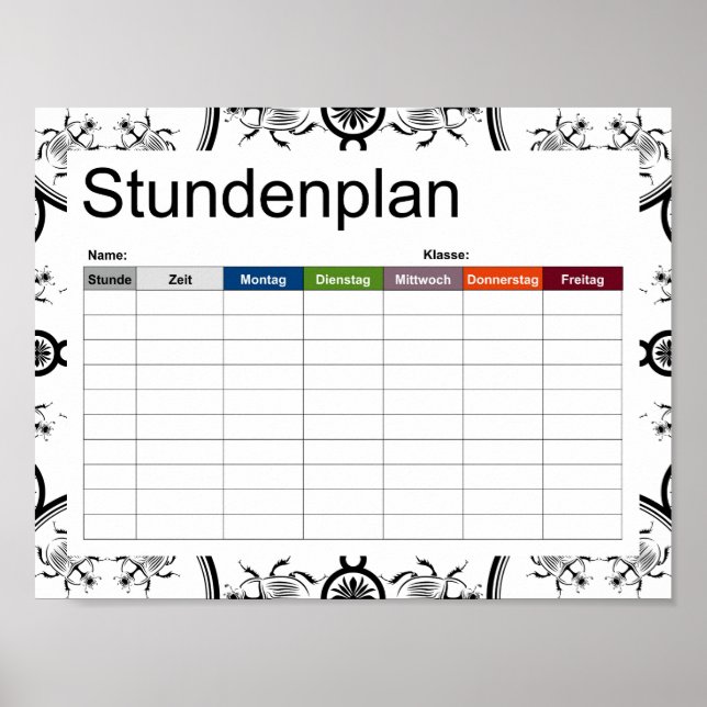 Tidtabell för den platta linjen mönster poster (Framsidan)