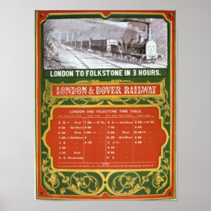 Tidtabell för Tidigt för järnvägen London-Dover Poster