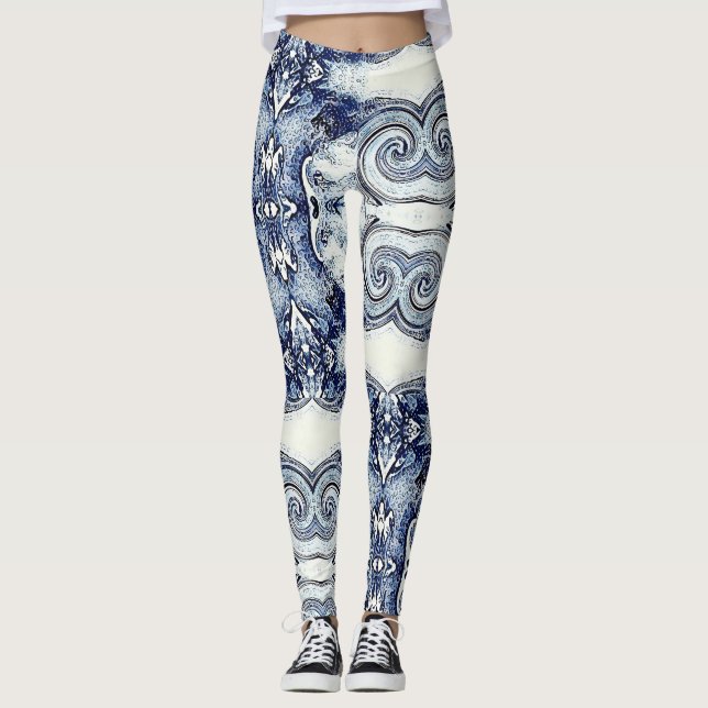 Tidvattens- vinka damasker leggings (Framsida)