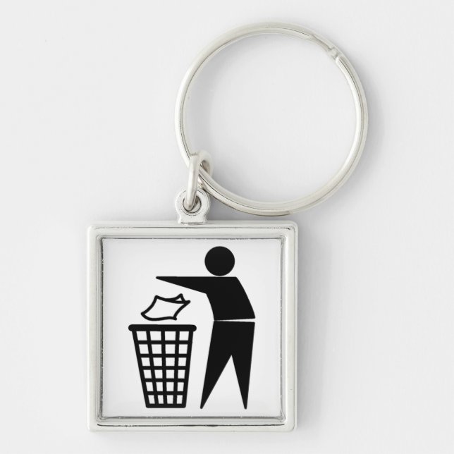 Tidy Man Fyrkantig Silverfärgad Nyckelring (Framsidan)