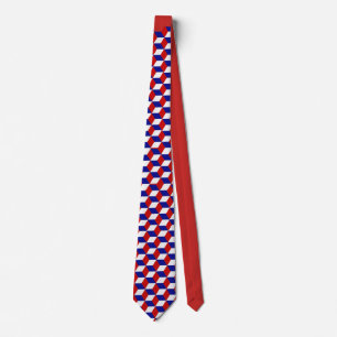 Tie - Blockillusion i rött, vitt, blått (rött) Slips