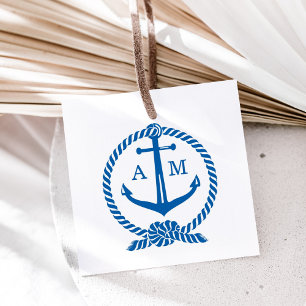 Tie de Knot Boat Anchor Bröllop Monogram Initiale Självfärgande Stämpel
