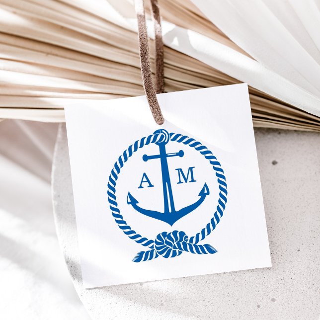 Tie de Knot Boat Anchor Bröllop Monogram Initialer Självfärgande Stämpel (Skapare uppladdad)