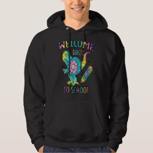 Tie Die Dinosaur Välkommen Back to school Team Kin Hoodie