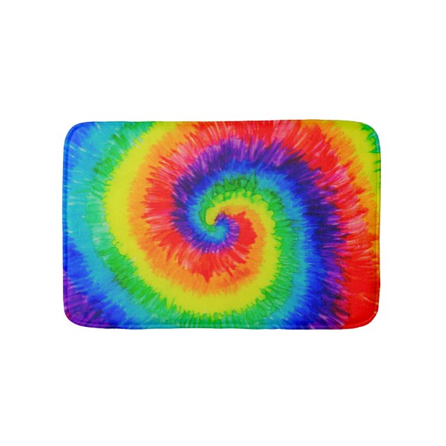 Tie Die Rainbow i Alcohol Bläck Badrumsmatta (Framsidan)