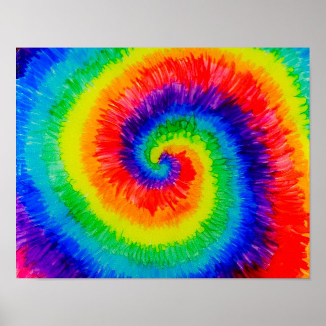 Tie Die Rainbow i Alcohol Bläck Poster (Framsidan)