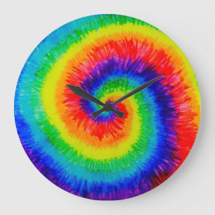 Tie Die Rainbow i Alcohol Bläck Stor Klocka